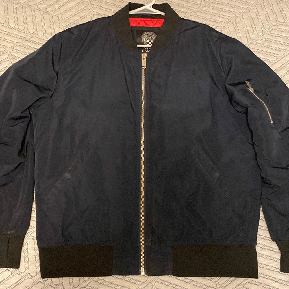 Blue Vince Camuto bomber jacket
